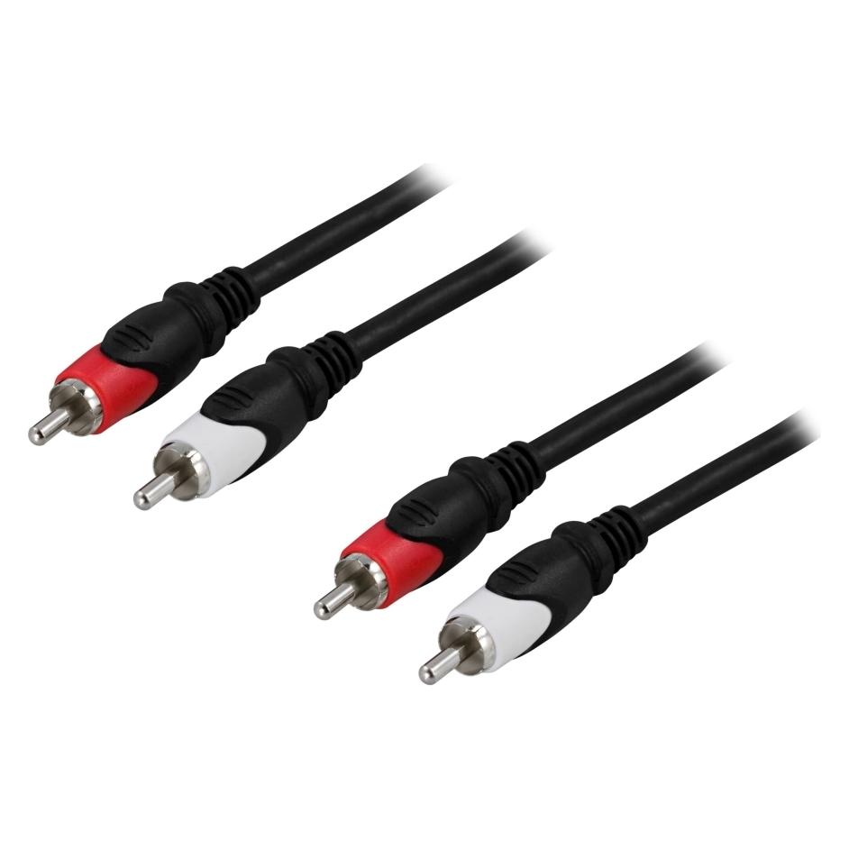 Deltaco MM-114 audio cable 2 x RCA Black, Red, White (15 m, Cinch Kabel) (MM-114)