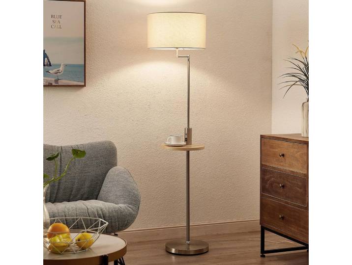 Lampadaire tissu en métal gris