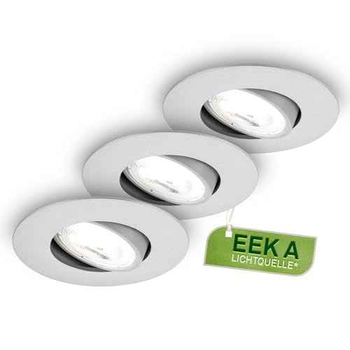 Briloner Set van 3 LED inbouwspots, draaibaar, zilver/chroom, rond