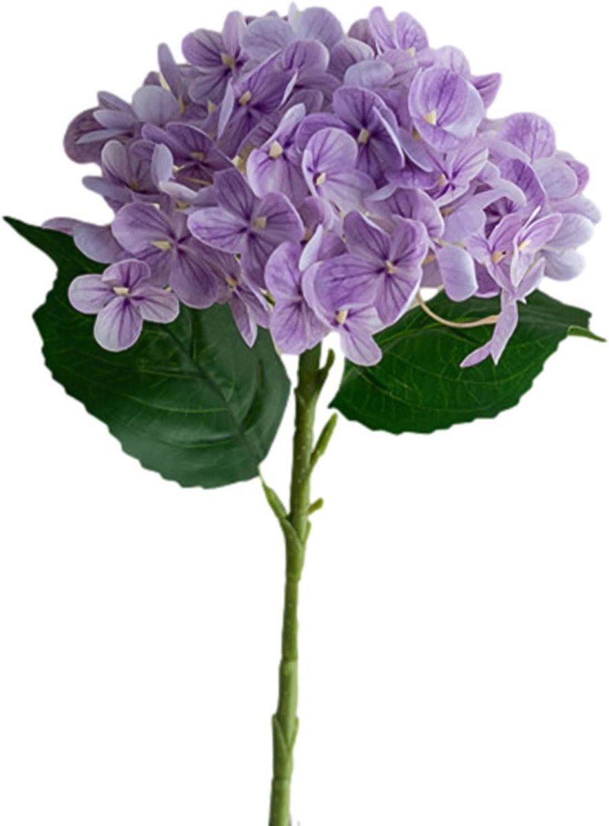 Nep Hortensia Kunstbloem Boeket Paars - Realistisch Zijden Arrangement - 45 cm