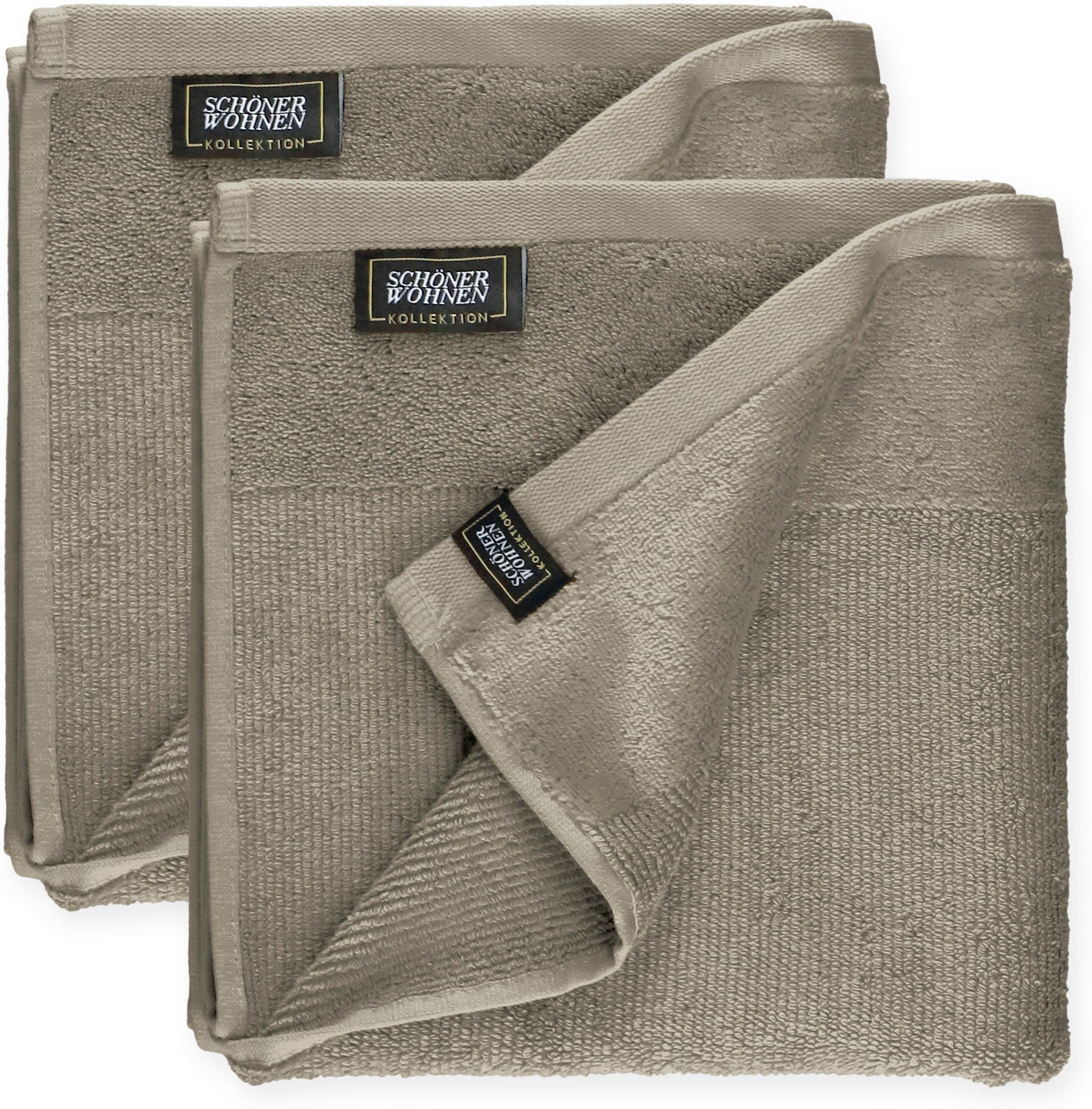 Handtücher "Sense", beige (sand), B:50cm L:100cm, Frottee, Obermaterial: 100% Baumwolle, SCHÖNER WOHNEN-KOLLEKTION, Handtücher, Handtücher, mit Velourborte, hautschmeichelnde Airtouch Qualität, super weich sand B/L: 50cmx100cm, 2 Stk., Frottee
