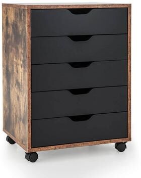 5 Drawer Chest Storage Dresser Floor Cabinet Organizer w/ Wheels