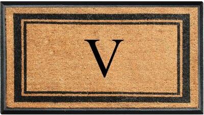 "A1 Home Collections Markham Border Natural Flocked Rubber Large Doormat 30""x48"""
