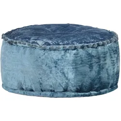 Décoshop26 - Runder Ottomanen-Fußhocker/Pouf 40 x 20 cm aus blauem Samt DEC030025 DEC030025