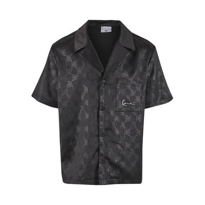 Langarmhemd KARL KANI "Karl Kani Signature Aop Resort Shirt", Herren, Gr. S, US-Größen, schwarz, 98% Polyester, 2% Elasthan, normal, Hemden