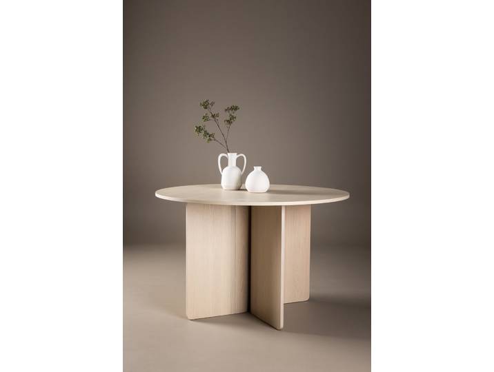 Esstisch VENTURE HOME Tyresö, runder Esstisch, robust, Ø 120 cm , beige (weißwash, weißgewaschen), B:120cm H:76cm T:120cm, Tische, Esstisch, Esszimmertisch, MDF, rund, gesellig, pflegeleicht