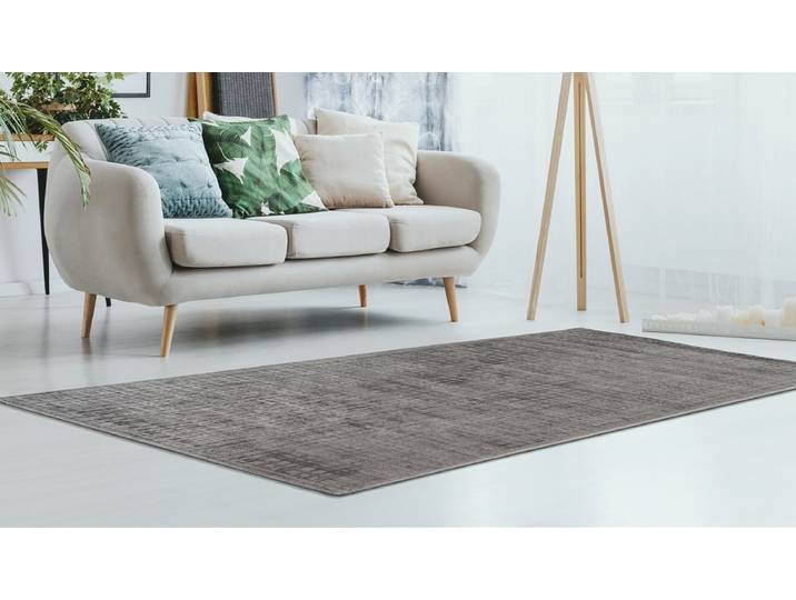Teppich PADIRO Karma 125 , grau (anthrazit), B:200cm H:8mm L:290cm, Viskose, Teppiche, Teppich, Handgewebter Teppich mit 3D-Design, weiche Haptik, pflegeleicht