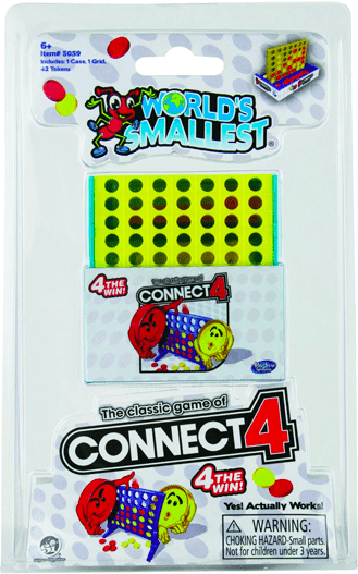World's Smallest Connect 4 - Ages 6+, Compact Strategy Game, Choking Hazard: Small Parts, Worlds Smallest
