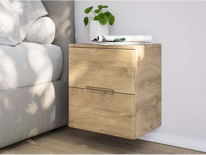 Magnolia Home Nachttisch Nachttisch Talo 40cm 2 Softclose-Einzüge mit Greifraum Wandmontage eic