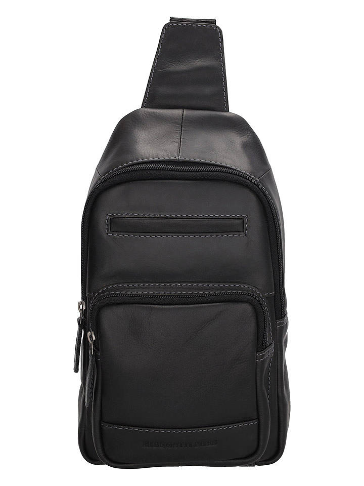 HIDE & STITCHES Leder-Brustbeutel in Schwarz - (B)16 x (H)29 x (T)5 cm - onesize