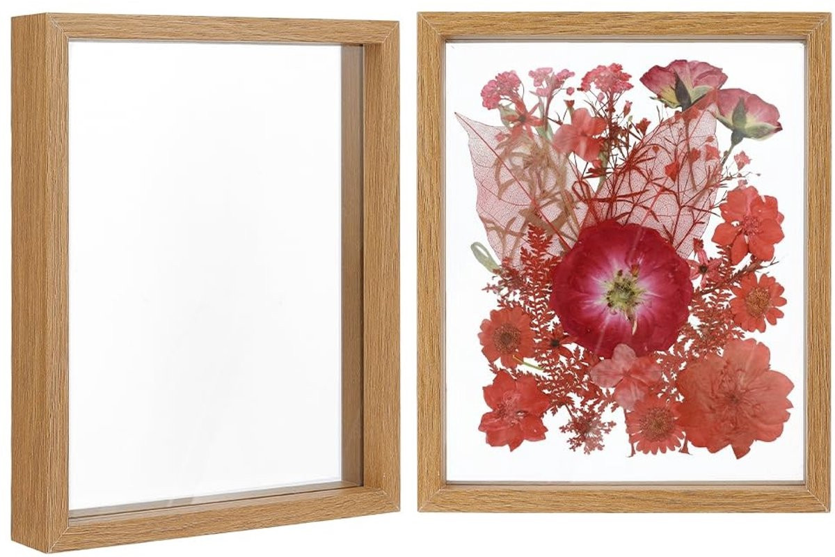 Dailygoods - 2 stuks Zwevende houten fotolijst voor bloemen en foto's