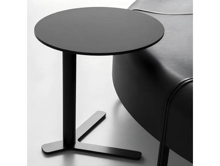 XCHtuerFY Beistelltisch, Moderner runder Nachttisch mit Gestell aus Kohlenstoffstahl(50x50cm,Black)