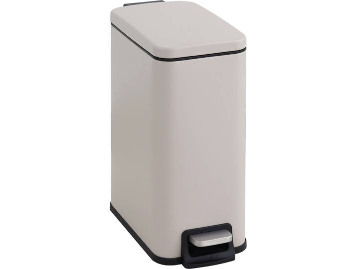 Mülleimer OTTO HOME Joonah, Soft Close, schmal und kompakt , beige, B:14,3cm H:32,6cm T:27,36cm, Edelstahl, Mülleimer, Mülleimer, Nischen-Mülleimer, Treteimer, Kosmetikeimer mit Deckel