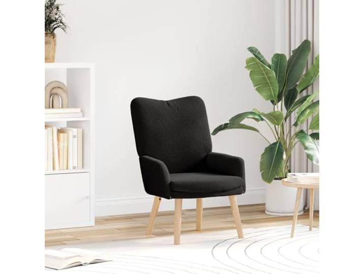 HEFZGDB Relaxsessel Schwarz Wollähnlicher Stoff Ergonomischer Sessel mit Abnehmbarem Bezug und Stabiler Holzrahmen für Wohnzimmer Lounge Entspannung