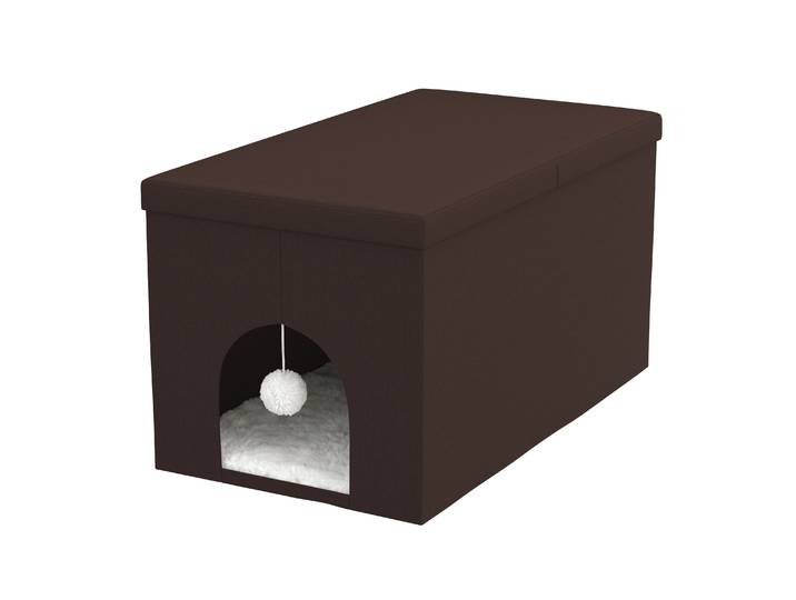 Katzenbett Höhle KASIA faltbar 90 x 50 x 50 cm braun