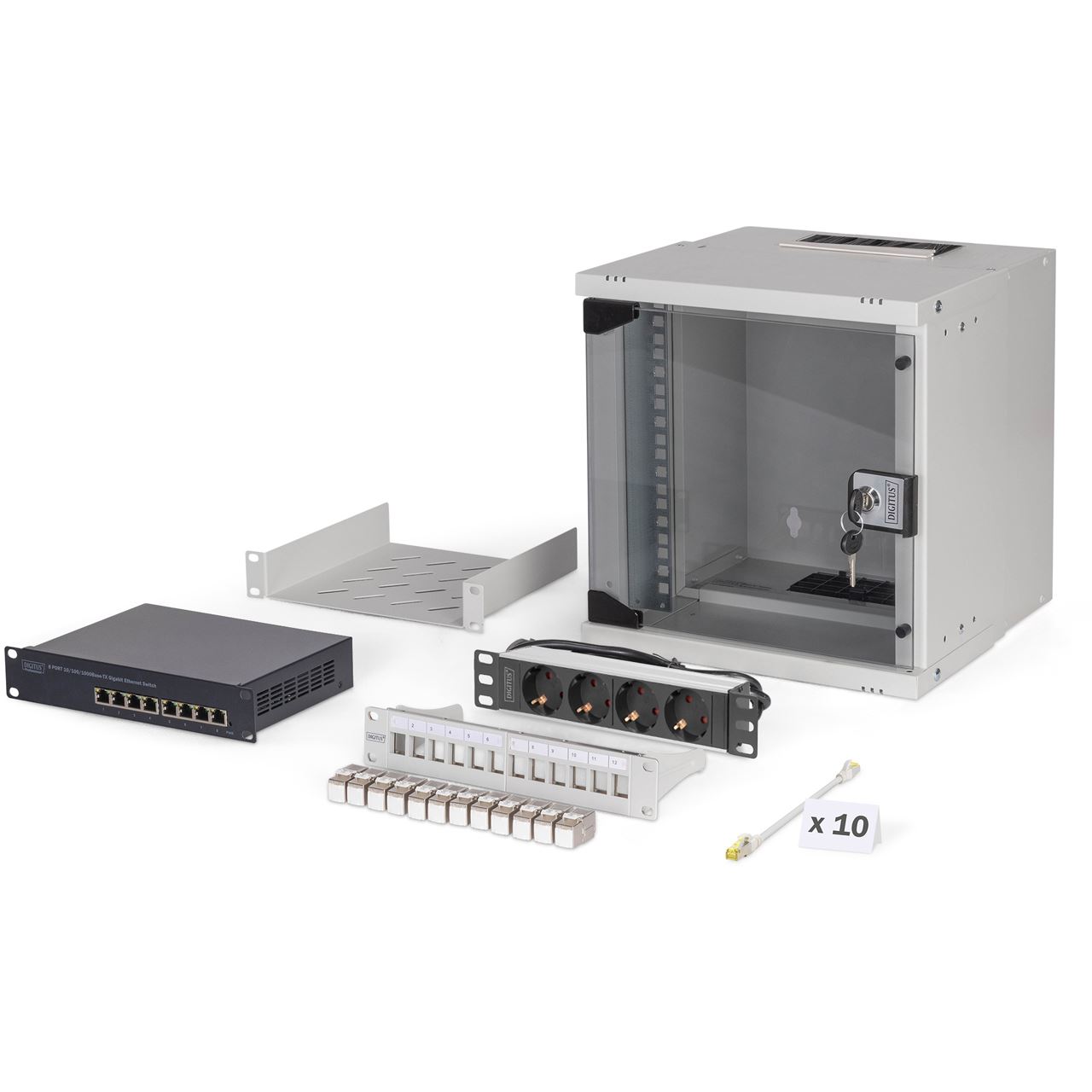 Digitus Netzwerk-Set 254 mm (10") - 6HE, 312x300 mm (BxT) gr