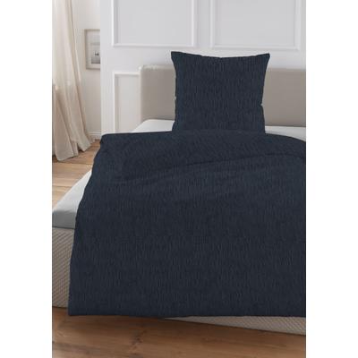 Bettwäsche HECHTER PARIS "0481309", blau (marine), B/L: 135cm x 200cm, 1 Stk., 1 Stk., Musselin, B/L: 80cm x 80cm, 2 Stk., Musselin, Obermaterial: 100% Baumwolle, Bettwäsche, Bettwäsche, gekreppte Optik + Struktur, weich, angenehmes Schlafklima, Sommer