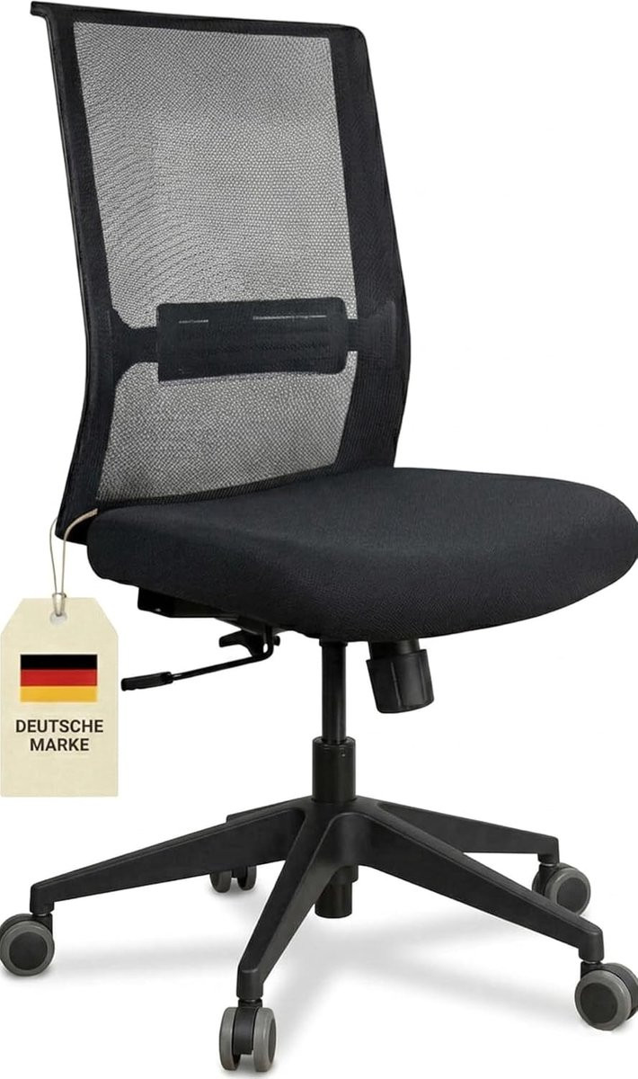Ergonomische bureaustoel met verstelbare lendesteun voor uw thuiskantoor, zwart