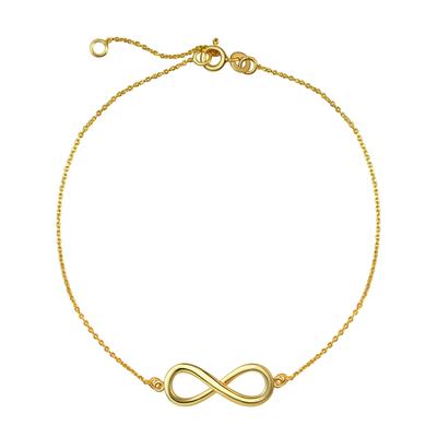 Fußkette VIVANCE "925/- Sterling Silber vergoldet Infinity", gelb, Fußketten, Damen, 23+3cm, Silber 925 (Sterlingsilber), glänzend