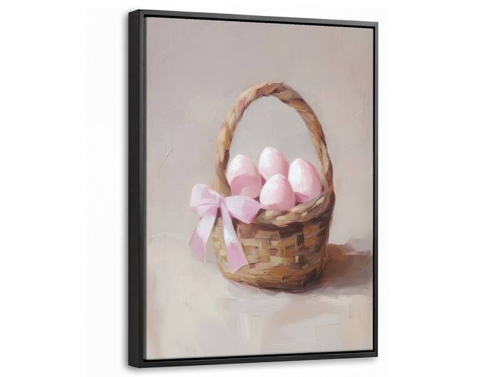 LEINWAND Bilder mit Rahmen - Korb - Eier - Rosa - 30x40