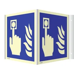 Dreifke® Winkelschild Hausalarm Brandmelder, Alu, nachleucht., 160-mcd, 200x200 mm