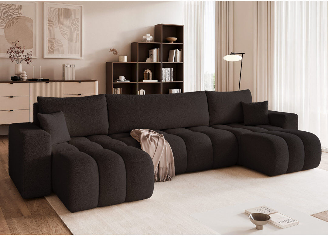 Metro 5 Seater Sofa Bed Black 79cm H X 318cm W X 145cm D