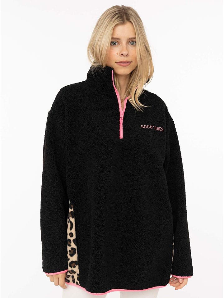 Zwillingsherz Fleecepullover "Leo" in Schwarz - M