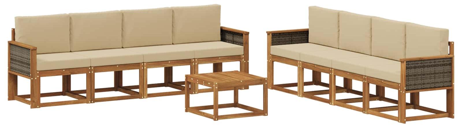 Outdoor-Sofagarnitur mit Kissen 7 pcs Natur