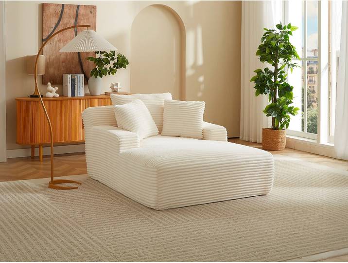 Recamiere - Cord grobe Rippen Beige - DONILIA