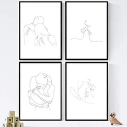POSTER Set mit 4 Paare und Liebe A3 Schwarzer Rahmen