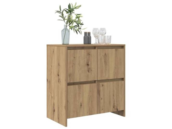 KTHLBRH Sideboard Eiche Handwerk 70 x 41 x 75 cm Mehrschichtholz 4 Türen Minimalistisches Design, großer Innenraum, einfache Montage, ideal für Wohn- und Esszimmer