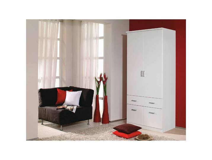 Drehtüren-/Kombischrank Bremen 91cm Weiß/Alpinweiß ohne Spiegeltür/-en