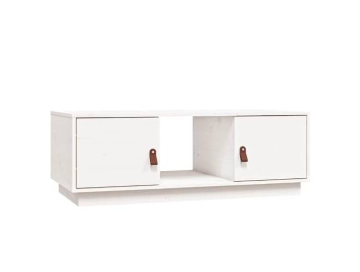 Tmriohed Couchtisch Weiß 100x50x35 cm Massivholz Kiefer Teetisch Vielseitiger Sofatisch fürs Wohnzimmer aus Nadelholz mit praktischen Fächern für Ordnung von Magazinen und Medien.