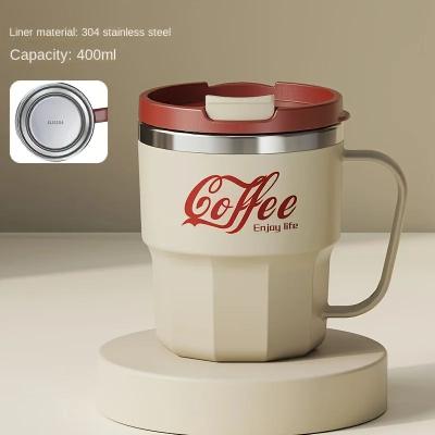 Uplift Treasures 304 Stainless Steel Insulated Cup Durable Anti Drop Water Mug With Lid For Home, Office, And Dorm Use khaki 400 Ml