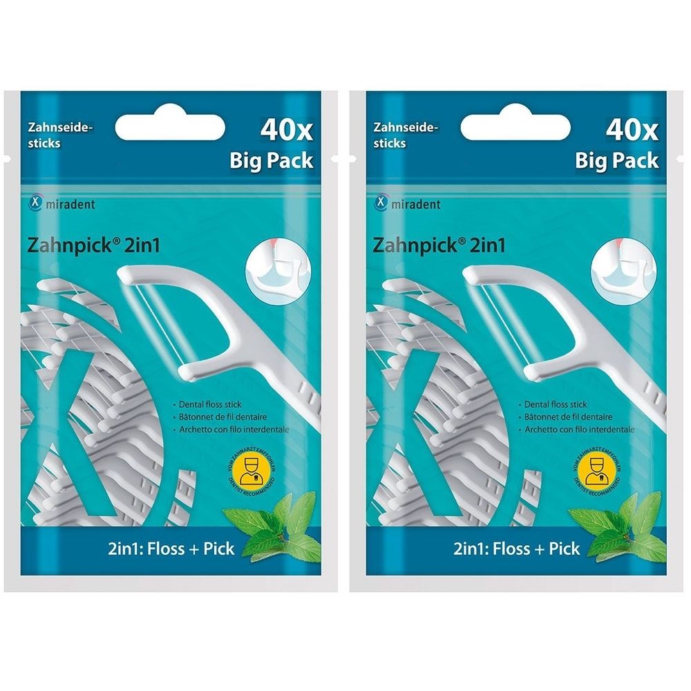 Miradent Zahnpick 2In1 MIN x2 2x40 St