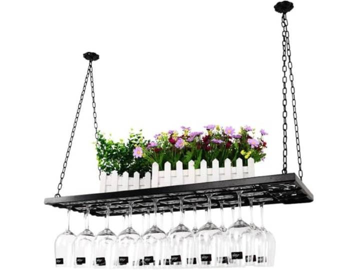 Failjierue Kettendecken-Weinregale, höhenverstellbar 30–60 cm, Schwarz Flaschenhalter Weinglashalter Bar Weinregal für Bars Restaurants Küchen(80x30cm)