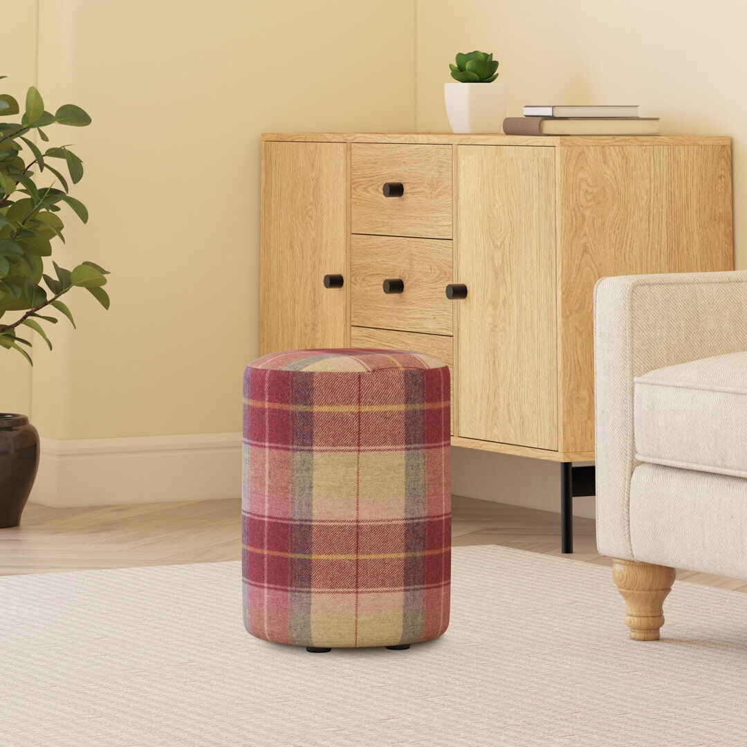 Brambly Cottage Tartan Fabric Round Stools Tartan Blush Pink 43cm H X 36cm W X 36cm D