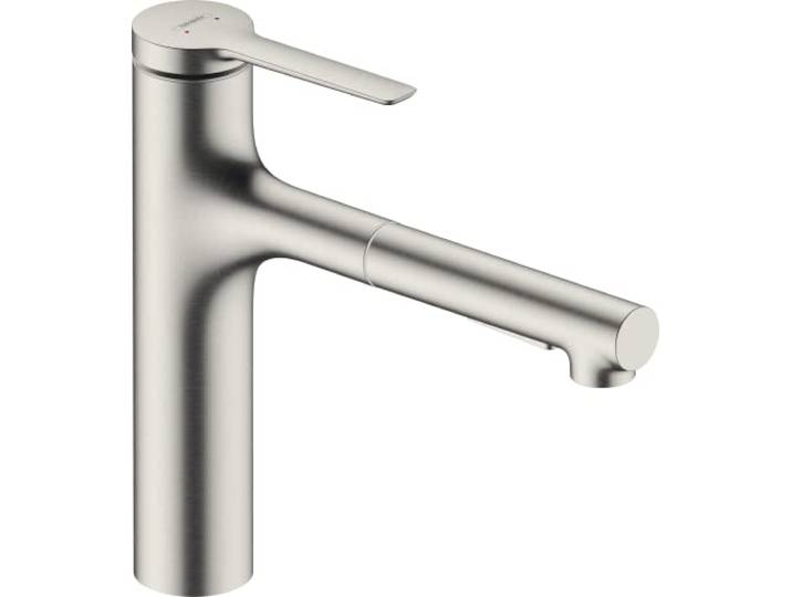 hansgrohe Zesis M33 - Küchenarmatur mit Metall Brause ausziehbar, 2 Strahlarten, Wasserhahn Küche mit Auslauf Höhe 160mm, Mischbatterie Küche schwenkbar , Edelstahl Finish
