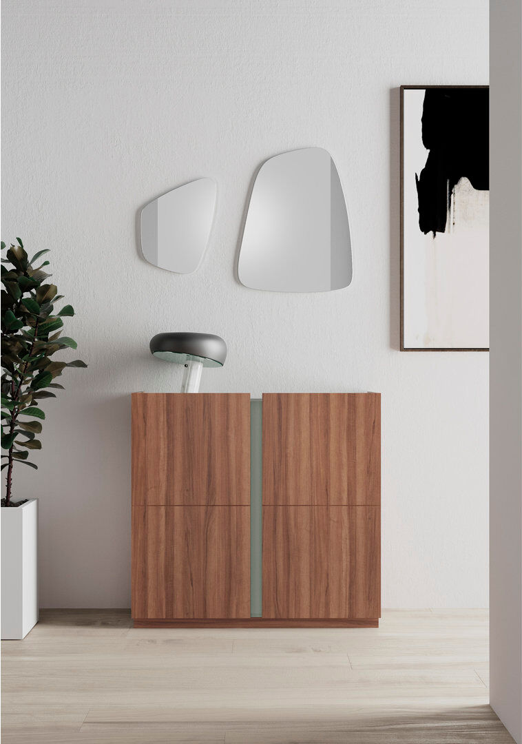 Ebern Designs 18 Pair Shoe Storage Cabinet Walnut Green 18