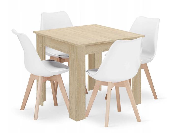 Ensemble Repas - Leobert - Mark - Chêne/Chêne Sonoma/Blanc - 80 X 80 Cm - 5 Pièces