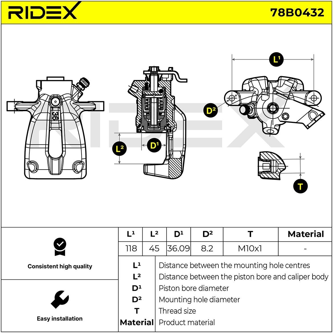 RIDEX 78B0432 Brake caliper
