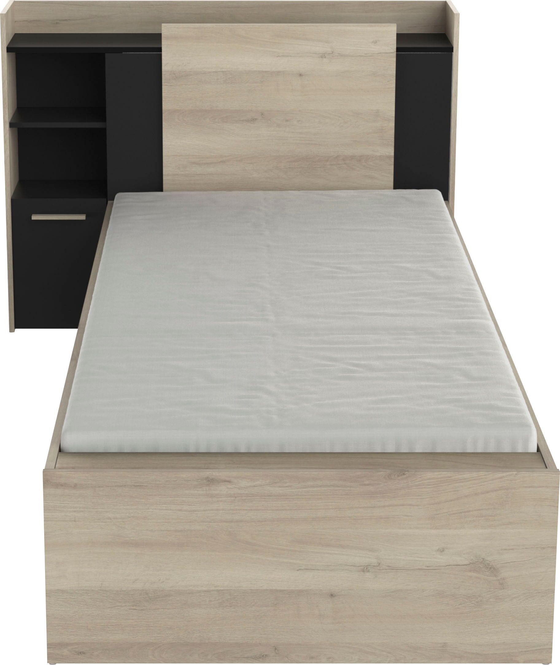 Einzelbett DEMEYERE GROUP "Life", schwarz (kronberg, schwarz, kronberg, schwarz), B:94,5cm H:90,5cm L:226,9cm, Betten, Jugendbett Bettgestell, ideal für kleine Räume, platzsparend, viel Stauraum