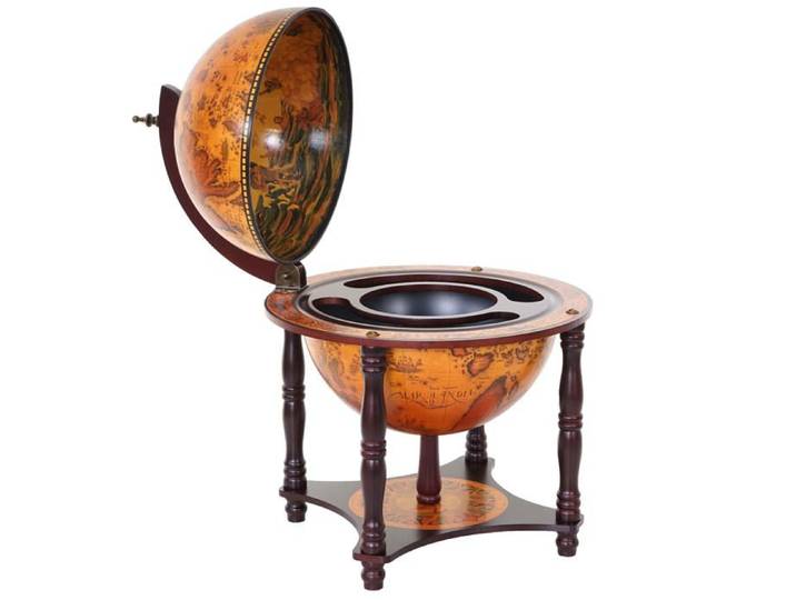 MCW Globe terrestre bar de salon MCW-T874 minibar bois d'eucalyptus