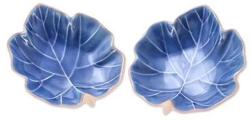 Novica Handmade Ivy Leaves Ceramic Serving Bowls (Pair)