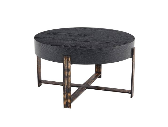 Table basse ronde effet bois noir Ø68cm