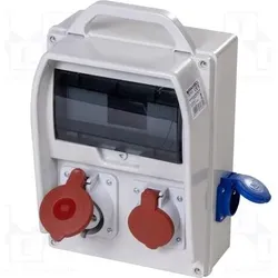 Pawbol Schaltgerät R-BOX 300 9S 1x32A/5p, 1x16A/5p, 2x250V, Leerfenster IP44 (B.18.300-7), Telefon, Weiss
