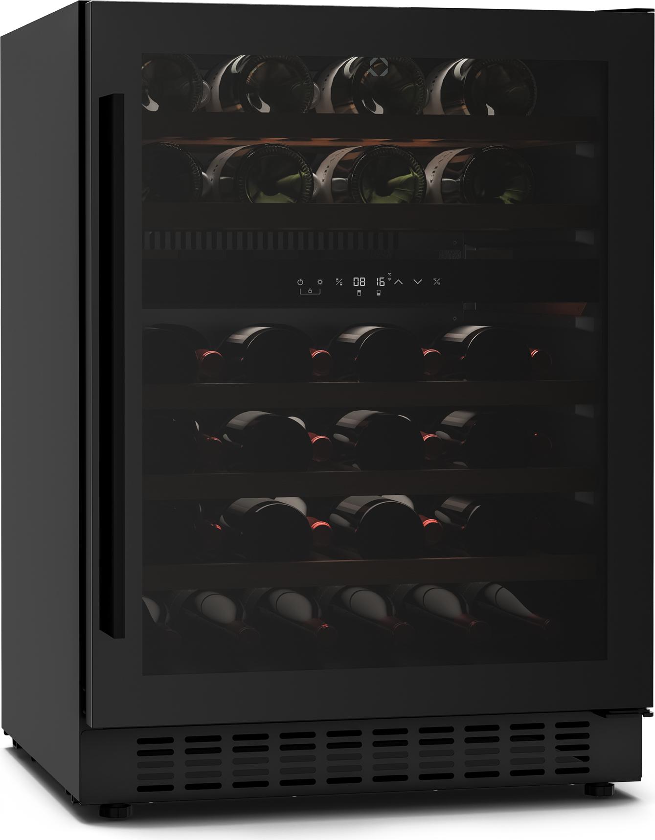 Klarstein Velaire Weinkühlschrank 2 Zonen - 46 Flaschen, 5-22°C, Touch, LED, UV-Schutz, Einbau & Freistehend, 41 dB, Holzregale, Weinklimaschrank 2 Zonen