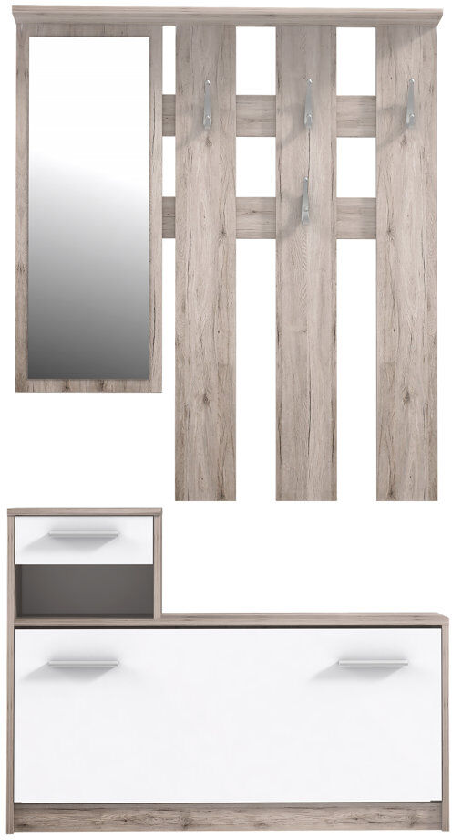 Wade Logan Adarsh 97.5 cm W Hallway Set with Shoe Storage Brown 180cm H X 97.5cm W X 25cm D