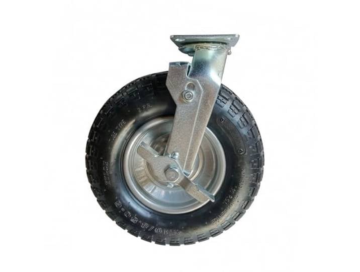 Roue pivotante Relaxdays\, pneumatique 3.00-4\, avec frein\, charge max 120 kg\, plaque à visser\, noir/argent