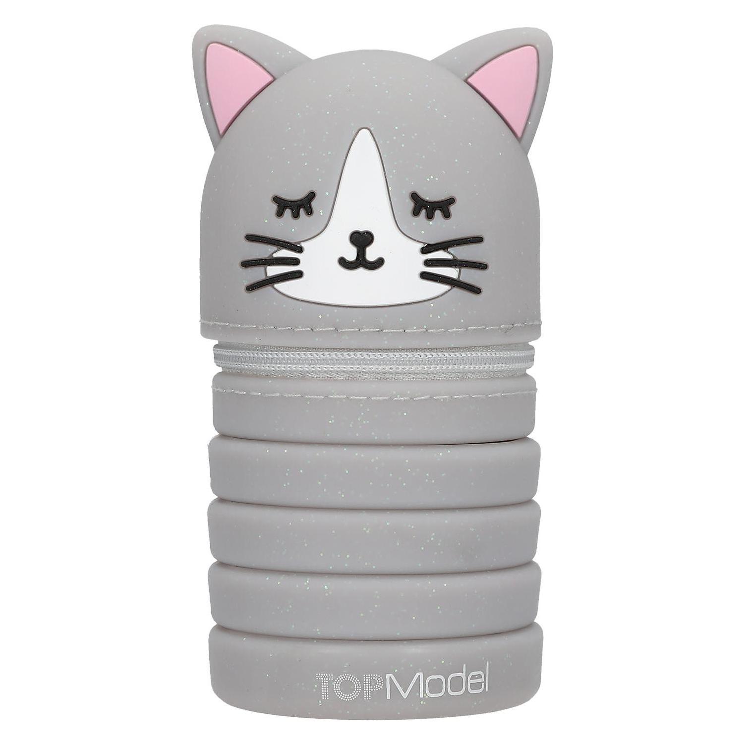 Top Model Topmodel - Silicon Pencil Tube BLOOMING KITTY - Grey and Purple (0413964)